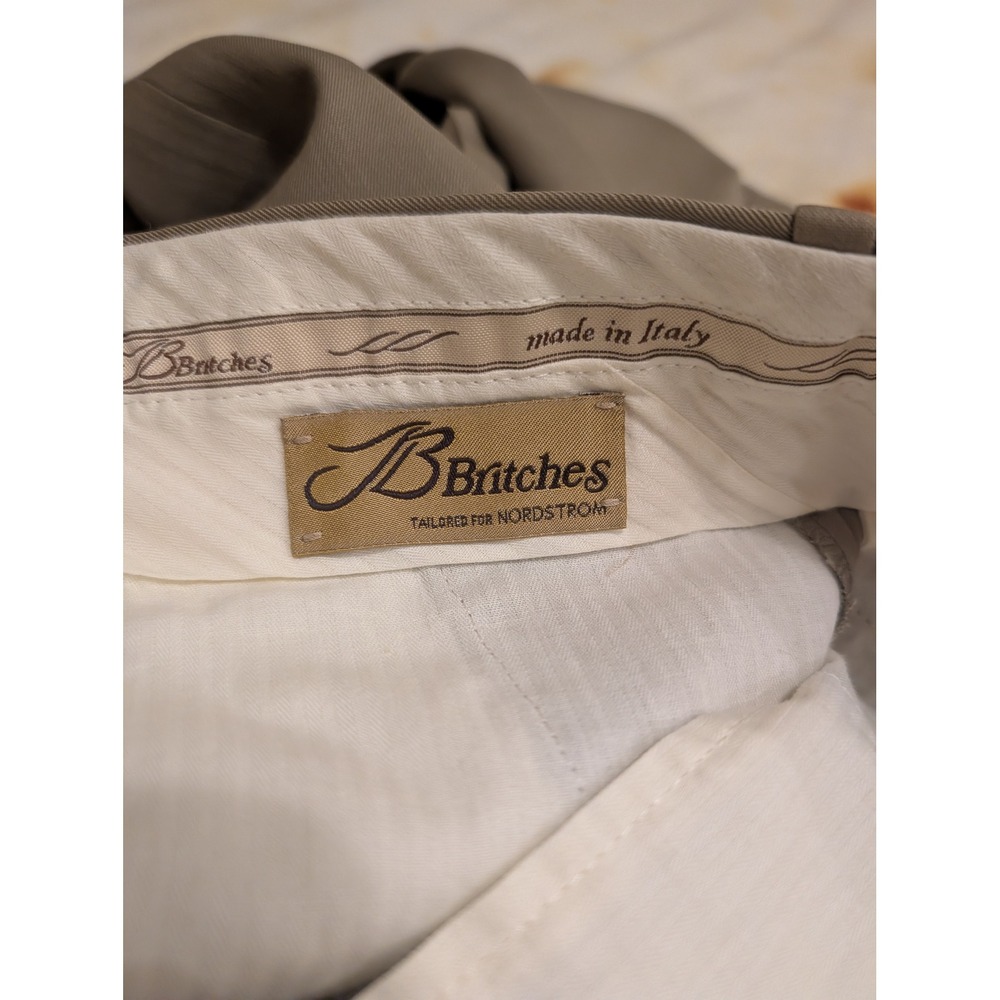 Britches Winston Pleated Dress Pants Mens 36R Khaki Worsted Wool Made in Italy - Picture 3 of 15